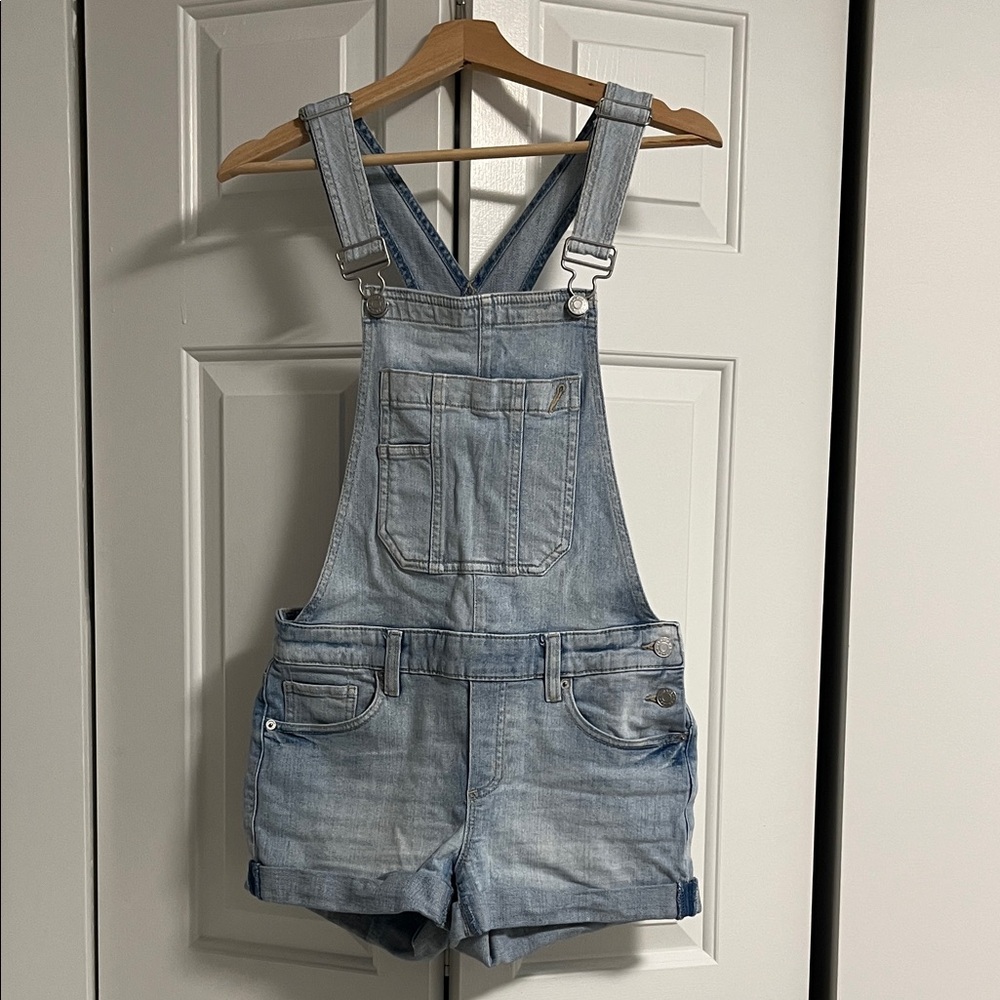 Garage Light Blue Denim Overall Shorts